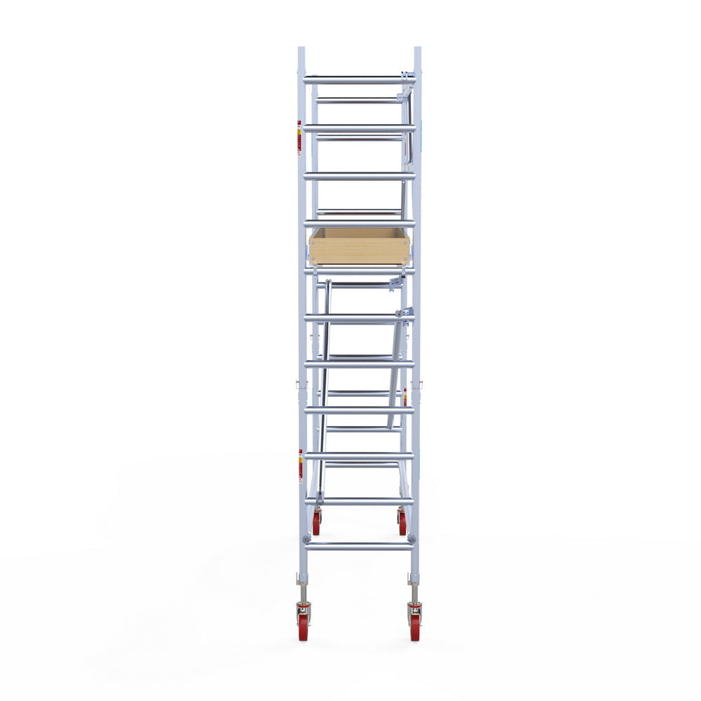 Rolsteiger Basic 75x250 4,2m werkhoogte carbon vloer tegen de gevel