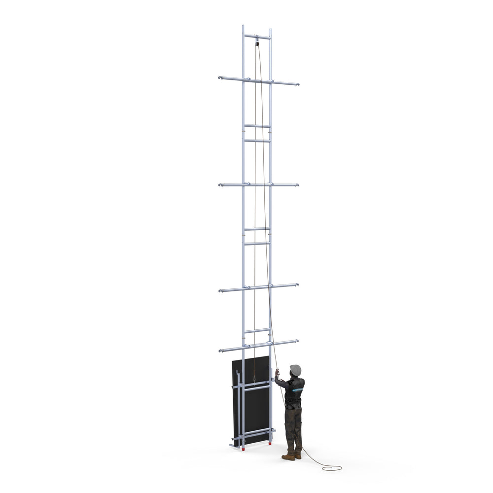 Zonnepanelen steiger 135x250 8,2m werkhoogte incl. Safeguard dakrandbeveiliging