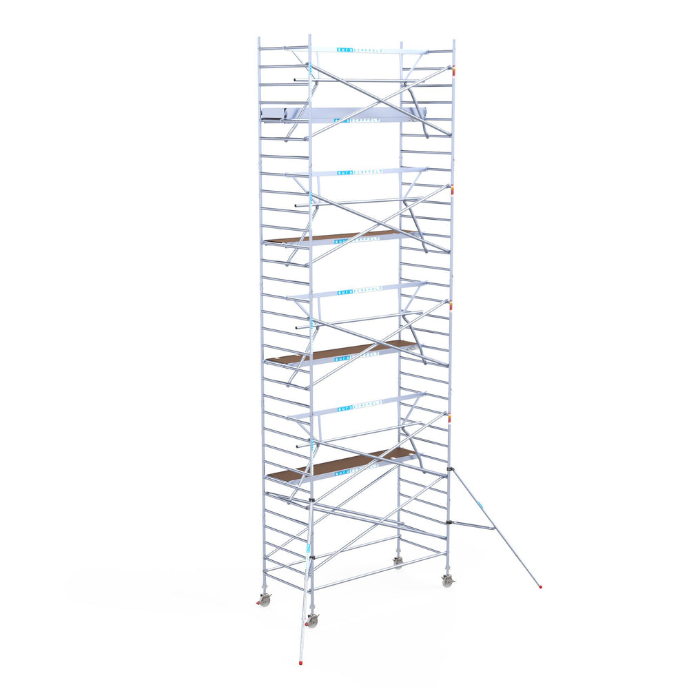 Steigeraanhanger afsluitbaar 305 + Rolsteiger Standaard 135x305 10,2m werkhoogte carbon vloer enkele voorloopleuning