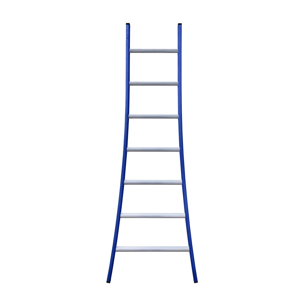 Eurostairs Ladder enkel uitgebogen 1x7 sporten BLAUW