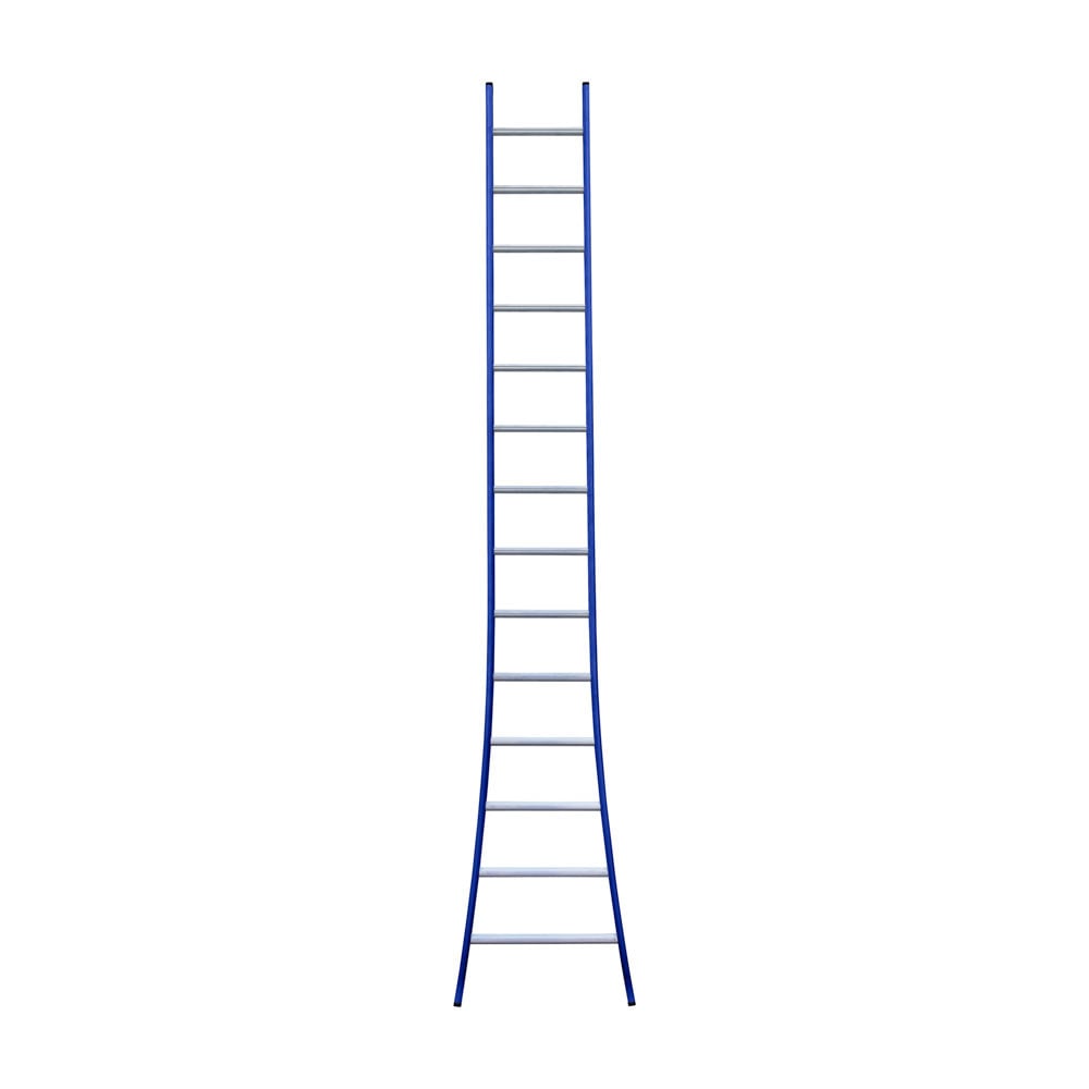 Eurostairs Ladder enkel uitgebogen 1x14 sporten BLAUW