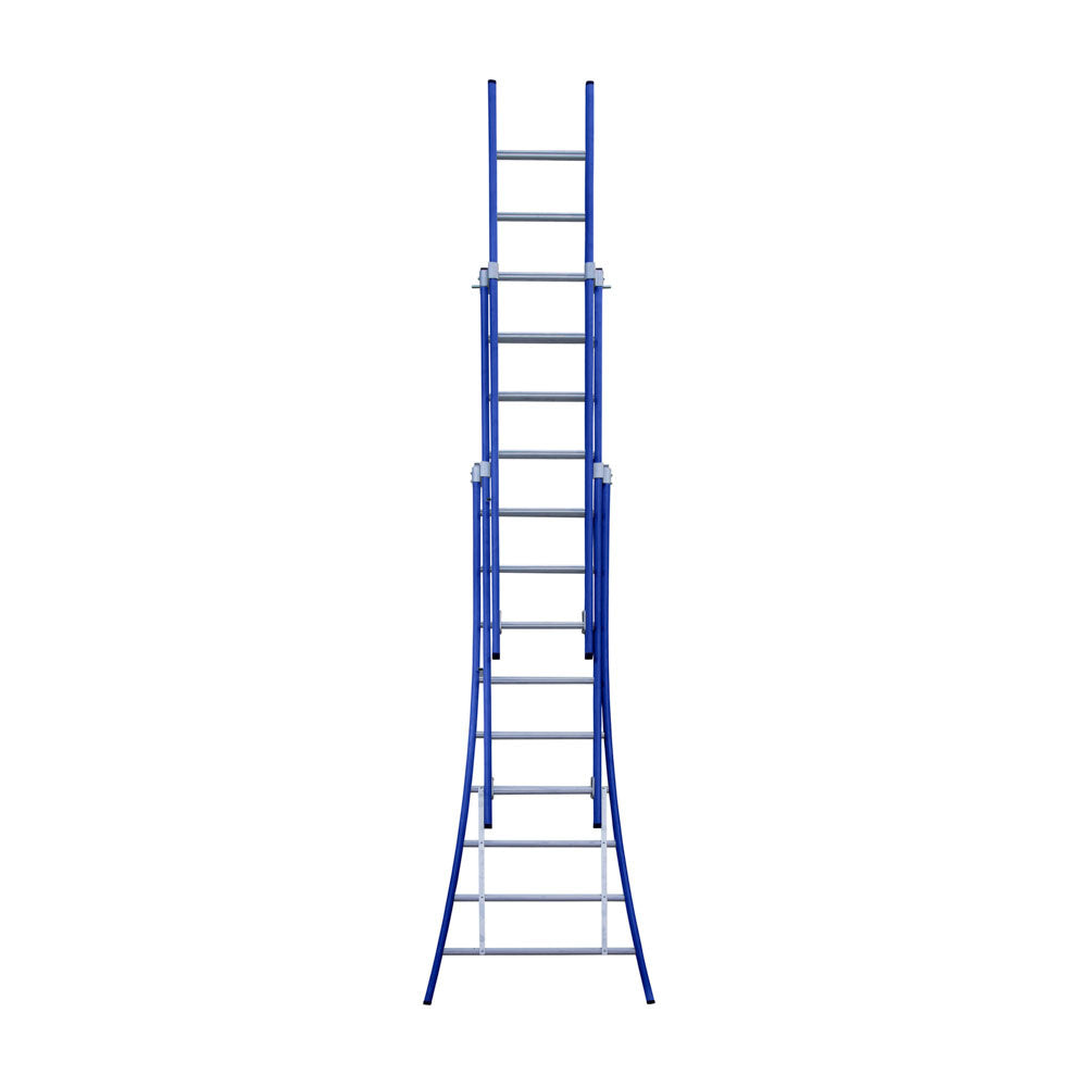 Eurostairs Reform ladder driedubbel uitgebogen 3x9 sporten BLAUW