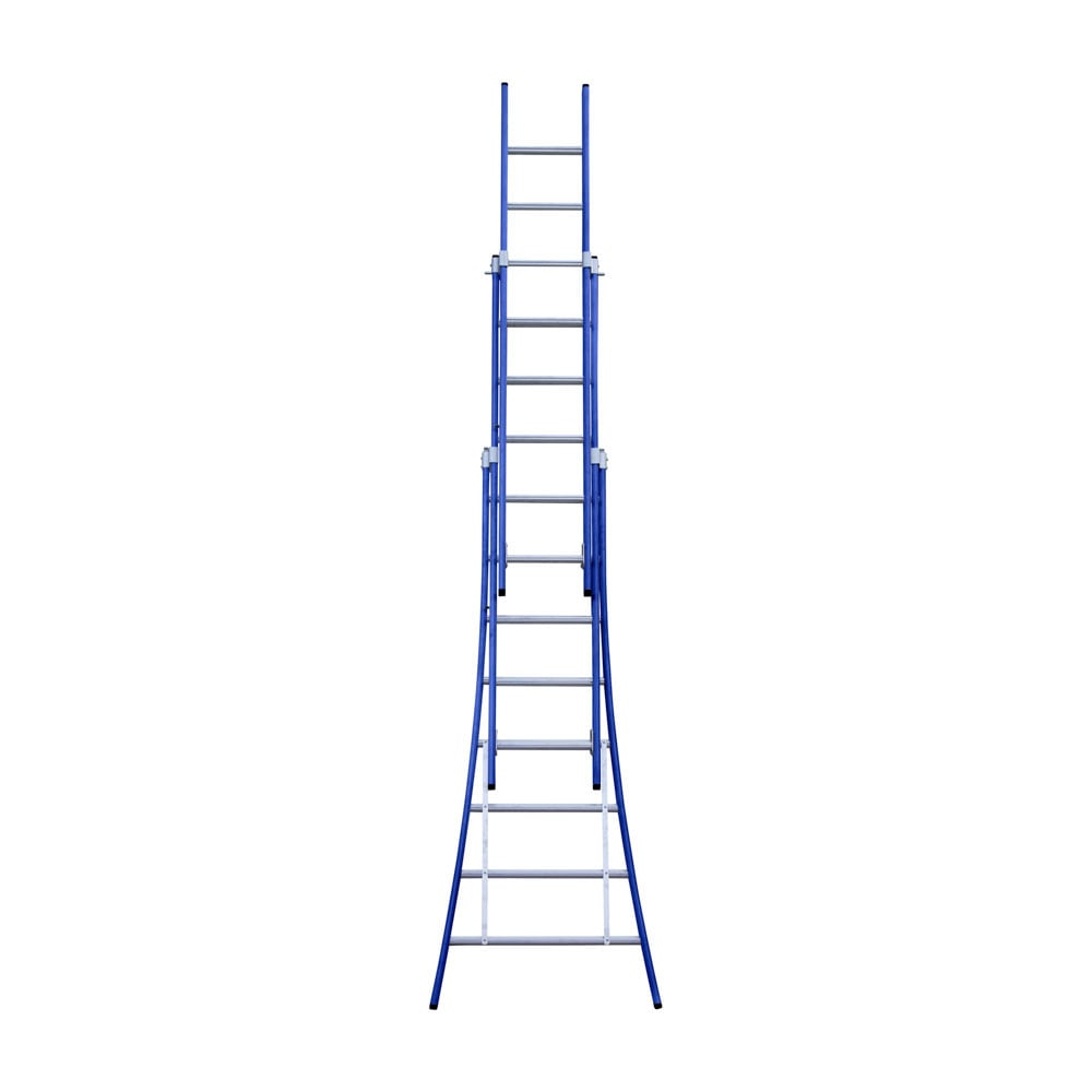 Eurostairs Reform ladder driedubbel uitgebogen 3x8 sporten BLAUW