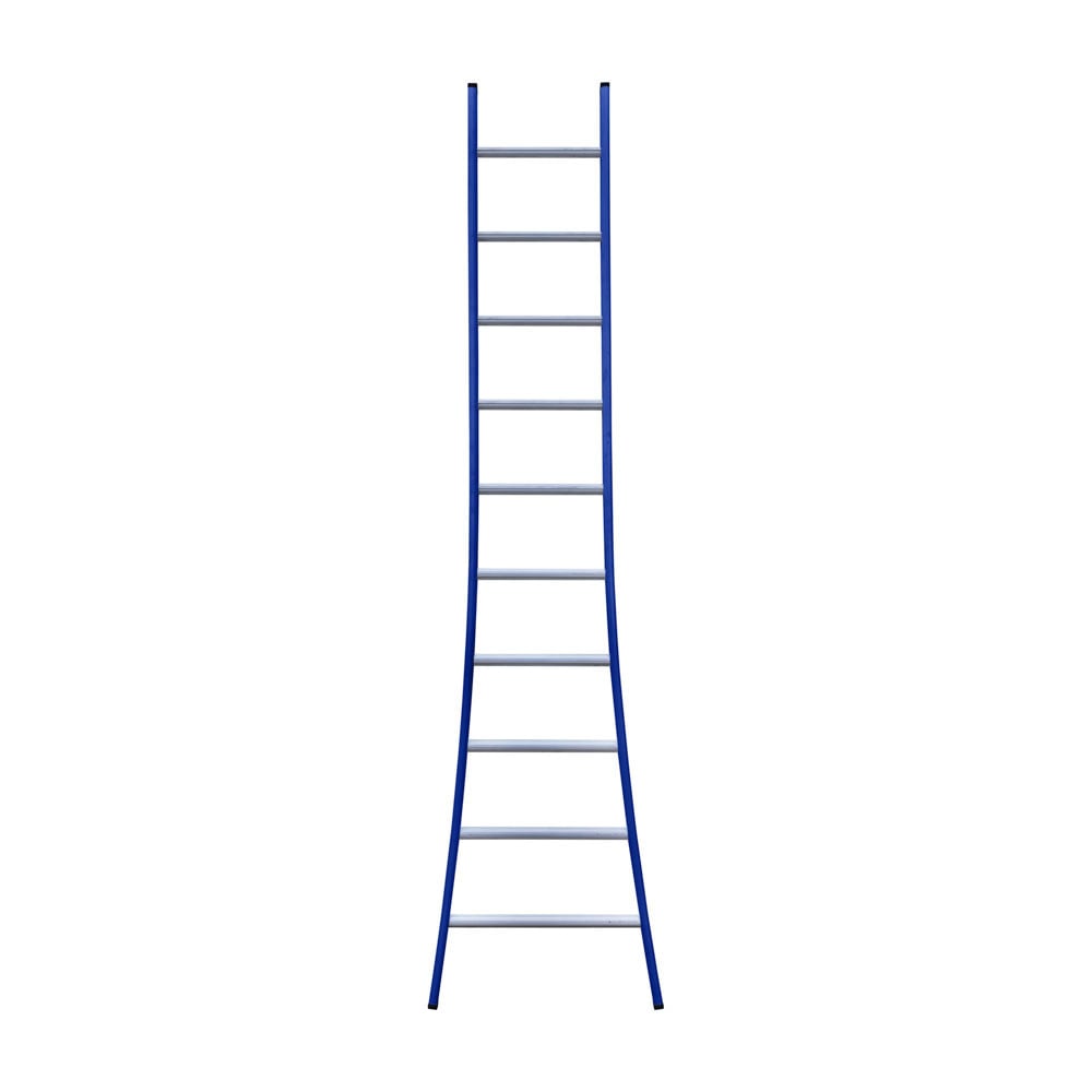Eurostairs Ladder enkel uitgebogen 1x10 sporten BLAUW