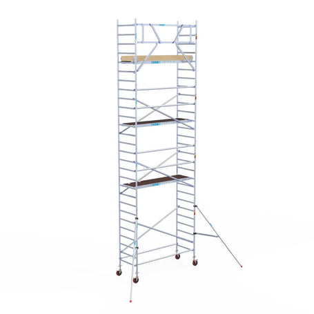 Rolsteiger Basic 90x250 9,2m werkhoogte carbon vloer tegen de gevel