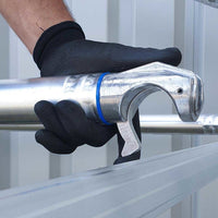 Rolsteiger Basic 75x305 5,2m werkhoogte carbon vloer tegen de gevel