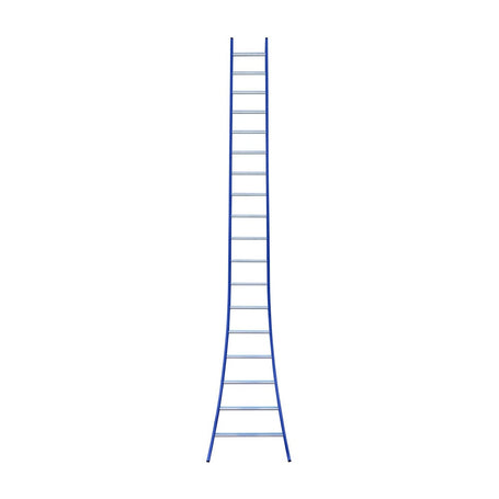Eurostairs Ladder enkel uitgebogen 1x18 sporten BLAUW
