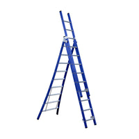 Eurostairs Reform ladder driedubbel uitgebogen 3x9 sporten BLAUW