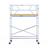 Rolsteiger Basic 135x305 5,2m werkhoogte carbon vloer tegen de gevel