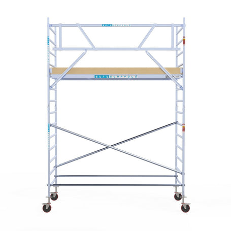 Rolsteiger Basic 135x305 5,2m werkhoogte carbon vloer tegen de gevel