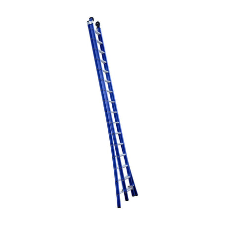 Eurostairs opsteek ladder dubbel uitgebogen 2x16 BLAUW + gevelrollen