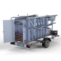 Steigeraanhanger afsluitbaar 305 + Rolsteiger Standaard 135x305 8,2m werkhoogte carbon vloer enkele voorloopleuning