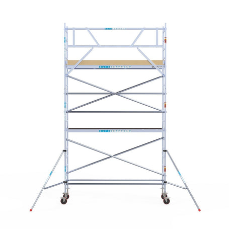 Rolsteiger Basic 75x305 6,2m werkhoogte carbon vloer tegen de gevel