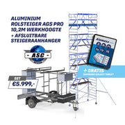 Steigeraanhanger 250 afsluitbaar + Rolsteiger AGS 135x250x10,2m werkhoogte