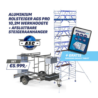 Steigeraanhanger 250 afsluitbaar + Rolsteiger AGS 135x250x10,2m werkhoogte