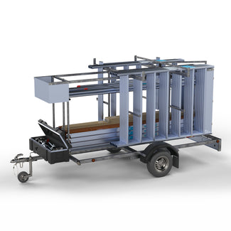Steigeraanhanger afsluitbaar 305 + Rolsteiger Standaard 135x305 12,2m werkhoogte carbon vloer