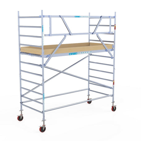 Rolsteiger Basic 135x305 4,2m werkhoogte carbon vloer tegen de gevel
