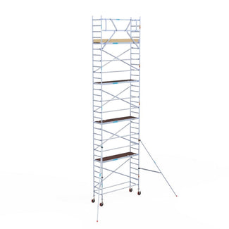 Rolsteiger Basic 75x250 10,2m werkhoogte carbon vloer tegen de gevel