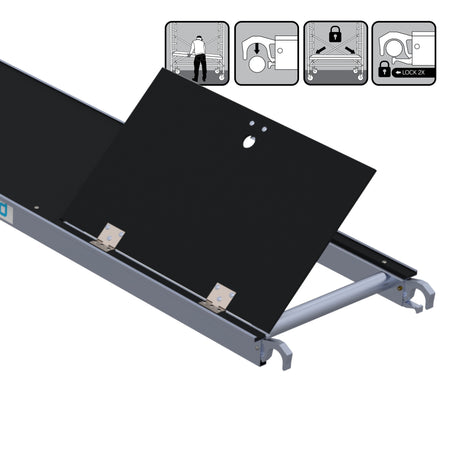 Rolsteiger Basic 75x305 5,2m werkhoogte carbon vloer tegen de gevel