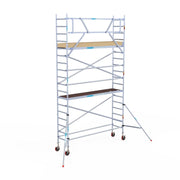 Rolsteiger Basic 75x305 6,2m werkhoogte carbon vloer tegen de gevel