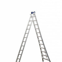 Eurostairs Reform ladder dubbel uitgebogen 2x14 sporten + gevelrollen