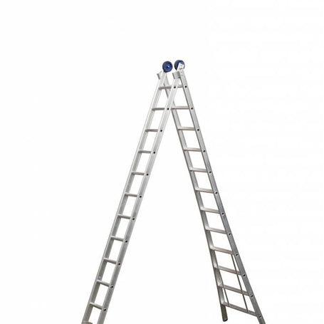 Eurostairs Reform ladder dubbel uitgebogen 2x14 sporten + gevelrollen