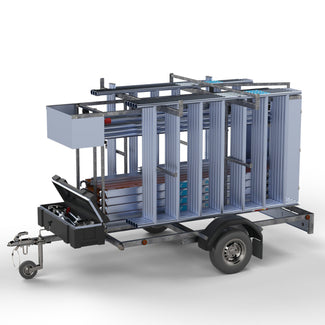 Steigeraanhanger afsluitbaar 250 + Rolsteiger Standaard 135x250 8,2m werkhoogte carbon vloer