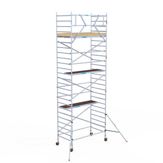 Rolsteiger Basic 135x250 8,2m werkhoogte carbon vloer tegen de gevel