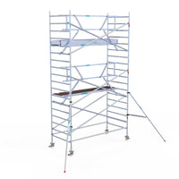Rolsteiger Professional 135x305 6,2m werkhoogte carbon vloer tegen de gevel