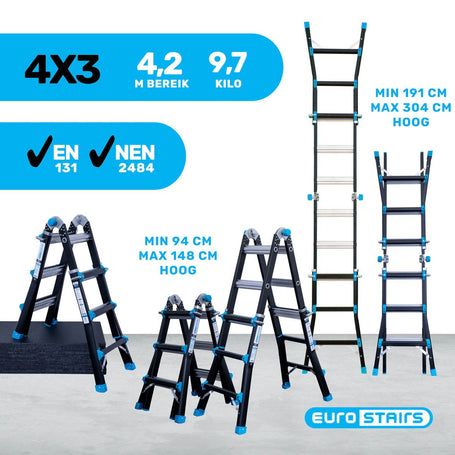 Professionele vouwladder Eurostairs 4x3