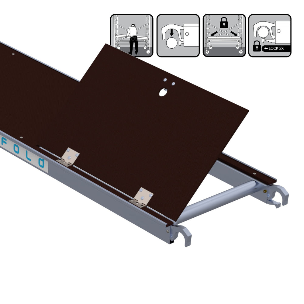 Rolsteiger Basic 75x250 10,2m werkhoogte carbon vloer tegen de gevel
