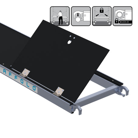 Rolsteiger Basic 75x190 4,2m werkhoogte carbon vloer tegen de gevel
