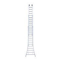 Eurostairs Opsteek ladder driedelig uitgebogen 3x14 sporten + gevelrollen