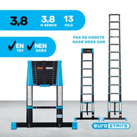 Telescoopladder Eurostairs Professioneel 3,8 meter met softclose