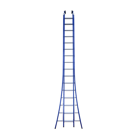 Eurostairs opsteek ladder dubbel uitgebogen 2x16 BLAUW + gevelrollen