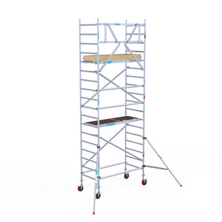 Rolsteiger Basic 90x190 6,2m werkhoogte carbon vloer tegen de gevel