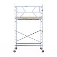 Rolsteiger Basic 135x250 5,2m werkhoogte carbon vloer tegen de gevel