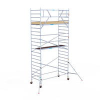 Rolsteiger Basic 135x305 7,2m werkhoogte carbon vloer tegen de gevel
