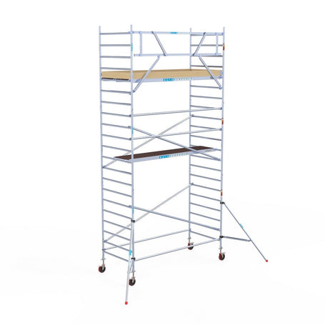 Rolsteiger Basic 135x305 7,2m werkhoogte carbon vloer tegen de gevel