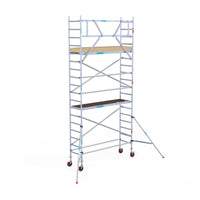 Rolsteiger Basic 75x250 6,2m werkhoogte carbon vloer tegen de gevel