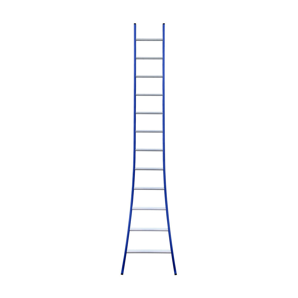 Eurostairs Ladder enkel uitgebogen 1x12 sporten BLAUW