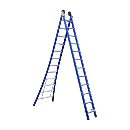 Eurostairs Reform ladder dubbel uitgebogen 2x12 sporten BLAUW