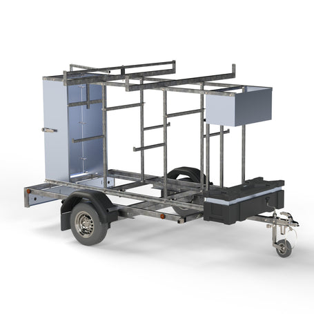 Steigeraanhanger afsluitbaar 250 + Rolsteiger Standaard 135x250 8,2m werkhoogte carbon vloer