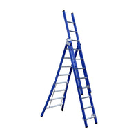 Eurostairs Reform ladder driedubbel uitgebogen 3x8 sporten BLAUW