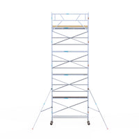 Rolsteiger Basic 75x305 10,2m werkhoogte carbon vloer tegen de gevel