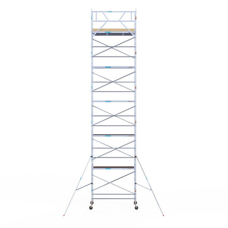 Rolsteiger Basic 135x250 12,2m werkhoogte carbon vloer tegen de gevel