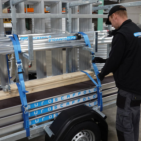 Steigeraanhanger afsluitbaar 250 + Rolsteiger Standaard 135x250 12,2m werkhoogte carbon vloer enkele voorloopleuning