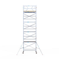 Rolsteiger Basic 135x250 10,2m werkhoogte carbon vloer tegen de gevel