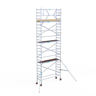 Rolsteiger Basic 75x250 8,2m werkhoogte carbon vloer tegen de gevel