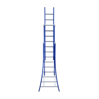 Eurostairs Reform ladder driedubbel uitgebogen 3x9 sporten BLAUW